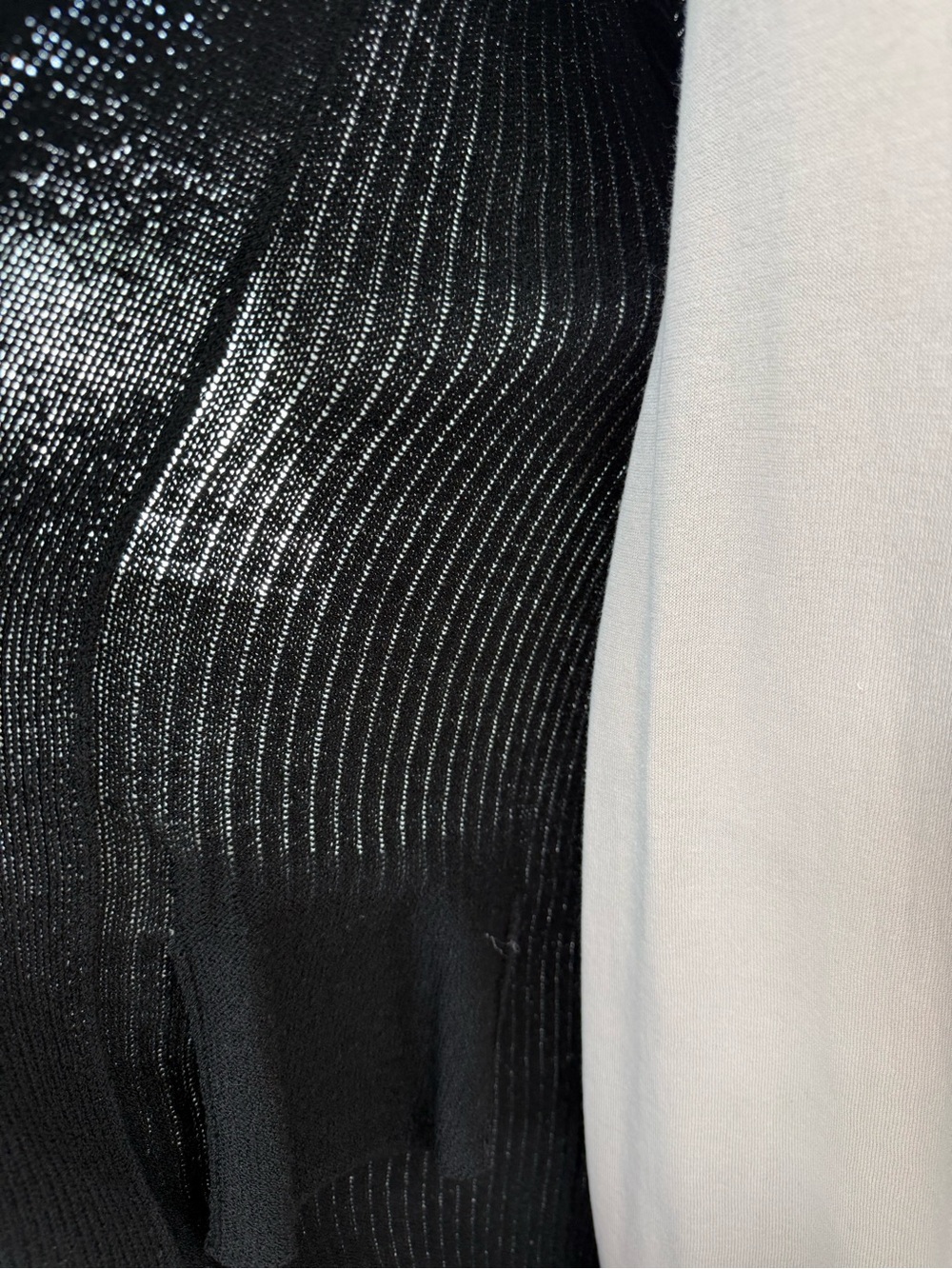 Luxury Wool Black Ribbed Open-Front Longline Cardigan Universal Size - Picture 7 of 15